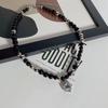 Colar duplo estilo escuro leve e luxuoso com design avançado, estilo Spice Girl, pingente de pedra da lua, hip-hop, corrente de clavícula