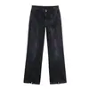 Marca Z Comercio Exterior Transfronterizo En Stock Estilo Europeo y Americano Ropa de Mujer 2026 Primavera Nuevo Pantalones de Pierna Ancha de Cintura Media Jeans con Cremallera
