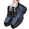 Botas de neve de cano alto para homens, forradas com fleece de inverno, espessadas, sapatos quentes de algodão, sapatos casuais de moda estilo coreano, sapatos masculinos para esportes ao ar livre