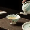 Dinastía Tang y Song Blanco Nieve Mate Pintado a Mano Sombra de Carpa Azul Cerámica Boca de Flor Taza Maestra Taza de Té Set de Té Kung Fu Taza de Degustación