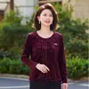 Top de camiseta de manga larga para mujer de mediana edad, nueva blusa de cuello redondo de alta calidad para madres, primavera y otoño 2026