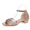 Sandalias de Mujer de Verano 2022 Estilo Coreano Nuevo Piel Brillante Tacón Bajo Tacón Grueso Punta Abierta Correa con Hebilla en el Talón Talla Grande para Mujeres