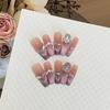 Uñas Hechas a Mano Degradado Morado Ojo de Gato Sonriente Perla Boutique K9 Diamante Cuadrado Niebla Láctea Rosa Uñas Usables