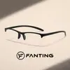 Gafas rectangulares de media montura lisas para mujer y hombre, lentes transparentes, monturas marrón té y negras, parte superior de la ceja de PC, diseño sin montura, gafas de moda