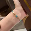 Pulsera elástica étnica de turquesa estilo Xiaohongshu, Nuevo estilo chino, Artesanía tradicional, Realza el cutis, Exquisita joyería de cuentas