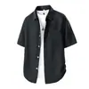 Camisa de Solapa de Nuevo Estilo Verano 2026 para Hombre, Transpirable con Sensación de Hielo, Cómoda, Versátil, Holgada, Talla Grande, Camisa de Manga Corta de Color Sólido para Hombre