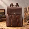 Mochila de Cuero Crazy Horse Transfronteriza para Mujer, Mochila Retro de Viaje para Commuter, Mochila de Cuero para Mujer