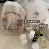 Bolsa para guardar sapatos com estampa de urso, saquinho com cordão espessado, organizador à prova de poeira para bagagem de viagem, pequena bolsa branca para sapatos