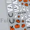 Adesivos de unha FULL BEAUTY para exportação, estilo Halloween Francês, bandagem econômica, rosto de fantasma e adesivos de unha de abóbora