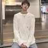 Suéteres de marca de moda para primavera y otoño al por mayor, camisetas con huecos y mangas largas, nuevas prendas de punto transfronterizas para hombre, suéteres con agujeros, comercio exterior único