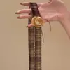 Collar de Flor con Gradiente y Lazo Retro Otoño e Invierno para Mujer Cadena Larga de Suéter de Cinta Diseño de Nicho Accesorios