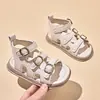 Sandálias Romanas de Cano Alto para Meninas 2026 Novo Estilo de Verão Moda Infantil Sapatos de Princesa para Praia com Solas Macias Antiderrapantes