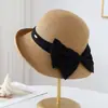 Nuevo Sombrero de Paja Bloqueador Solar 2026 con Ala Enrollada, Estilo Artístico Casual de Verano, Material de Algodón Plegado, Parasol y Protección Solar con Lazo