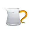 Taza de té de cristal de borosilicato grueso con forma de media luna y colador de té integrado, tetera pequeña para té de mandarina verde para uso doméstico, recipiente para compartir té Kung Fu