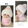 Novo Chapéu e Cachecol de Veludo Espessado Tudo-em-Um Feminino Outono e Inverno Ciclismo à Prova de Vento e Frio Veículo Elétrico Chapéu de Tricô Quente