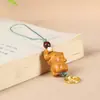 Sândalo desenho animado elefante fofo pingente criativo madeira maciça corrente de celular bolsa pendente de chave USB pendente de chave acessório