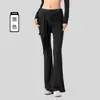 Pantalones de fitness acampanados para mujer con cubierta desmontable para el trasero para evitar la vergüenza, diseño de pierna ancha, tela fluida, sensación de alta gama, estilo yoga casual, pantalones largos ligeramente acampanados