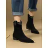 Primer Encuentro Temporada 2026: Botas Vaqueras Retro para Mujer, Nueva Colección Otoño/Invierno, Botines de Tacón Grueso, Botines Chelsea de Punta Fina, Botas de Moda