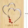 Tarjeta romántica de madera, tarjeta de felicitación doble de corazón de madera, tarjeta de feliz aniversario, para amante, esposa, madre, tarjeta de cumpleaños
