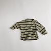 Camisa de base listrada infantil estilo coreano primavera e outono solta casual listrada camiseta em torno do pescoço estilo ocidental top para meninos e meninas