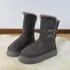 Botas de Nieve Gruesas Estilo Coreano Gris con Forro de Terciopelo para Mujer 2026 Suela Gruesa que Aumenta la Altura Botines Cortos Zapatos de Algodón Cálidos de Invierno