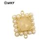 WT-PC004 venda quente exportação Atacado cor natural gema ametista pedra glitter quadrado DIY brincos pingente feminino