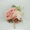 Yi Yaguo 444 Suministros de Boda Banquete Invitado Flores Artificiales Ramillete para Novio y Novia Flor de Mano Color Pasta de Frijol Rosa