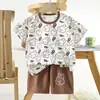 Traje de manga corta para niños, camiseta de algodón para niños, ropa de verano para bebés, pantalones cortos para niñas, ropa de bebé, venta al por mayor de verano