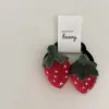 Nuevo Lindo Anillo para el Cabello de Niños Tejido de Fresa Calabaza Paquete Doble Cuerda para el Cabello de Bebé Cuerda para la Cabeza Gomas Pequeñas