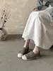 Primavera 2026 Nuevo Estilo Mocasines de Piel Genuina con Cadena Metálica Punta Redonda con Cordones Piel de Vaca de Primera Capa Zapatos Casuales Mocasines de Suela Plana