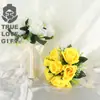Ramo de rosas artificiales imitación 7 cabezas rosa de Corea del Sur flor de seda flor para dama de honor de boda florista sosteniendo flor fábrica en stock venta al por mayor