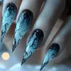 Azul Fashionável Europeu e Americano Estilo Ins Bico Redondo Unhas Amêndoa Manicure Simples e Fashionável Unhas Removíveis Desgastáveis