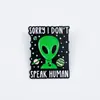 Broches Criativos Fofos da Série Alienígena, Acessórios Versáteis Personalizados para Roupas, Emblemas, Letras, Pins de Metal para Mochila