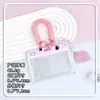 Portatarjetas Transparente Horizontal Estilo Ins Anti-Pérdida Tarjeta de Estudiante para Campus Tarjeta de Comedor Portatarjetas Cubierta Deslizante Correa para el Cuello Protector de Tarjeta de Identificación Estuche Rígido