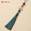 Borla de abanico de 8 cm, accesorio de broche para cheongsam y Hanfu, caja de regalo del Festival del Bote del Dragón, colgante de coche para flauta, borla colgante