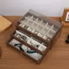 Caja de Almacenamiento de Joyería Color Nogal, Joyero Multifuncional Tipo Cajón de Madera Maciza, Joyero a Prueba de Polvo para Almacenamiento y Organización