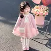 Conjunto de dos piezas de cárdigan floral de otoño y falda de tul para niñas de comercio exterior 2026 nuevo atuendo de falda pastel ropa infantil envío directo
