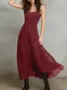 Vestido de Verano de Malla Patchwork Tallas Grandes para Mujer de TikTok Amazon Comercio Exterior, Estilo Elegante y Maduro, Vestido con Tirantes Delgado de Cintura Alta