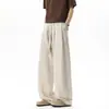 Pantalones de lino rectos, estilo otoño American Old Money, pantalones anchos holgados plisados deportivos casuales de moda para hombre