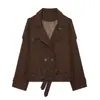 Venta al por mayor Otoño 2026 Nuevo Estilo Europeo y Americano Chaqueta de Color Sólido para Mujer de Corte Holgado con Cinturón 26265