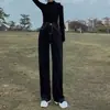 Pantalones Mujer Primavera Cintura Alta Jeans Mujer Negro Suelto Aspecto Delgado Alto Estilo Coreano Pierna Ancha Modernos Pantalones de Mezclilla