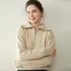 Nuevo Estilo Otoño e Invierno 2026 Suéter de Punto de Manga Larga con Solapa Grande Retro Diseño para Mujer Suéter de Cachemira Casual