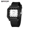 Reloj Serie Jelly Sanda Moda Estudiante Color de Contraste 50m Resistente al Agua Cuadrado de Cuarzo Silencioso Examen Reloj para Hombres y Mujeres
