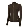 Jaqueta LU com gola alta e zíper dourado, casaco esportivo de manga longa, top de alta elasticidade slim-fit para corrida, fitness e yoga para mulheres