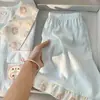Pijama Cartoon Fofo Rilakkuma para Mulheres, Conjunto de Duas Peças de Shorts de Manga Curta Finos de Verão Que Podem Ser Usados Fora de Casa como Conjunto de Roupa de Casa