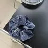 Chica Coreana Azul Denim Tela de Mezclilla Estampado Anillo de Intestino Delgado Diadema Accesorios para el Cabello Corazón de Niña Bufanda Cuadrada Coreana Estilo Cabeza de Bola
