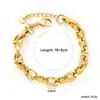 Pulsera Popular Transfronteriza de Acero Inoxidable, Estilo Ins Cadena Gruesa Metálica Europea y Americana Pulsera Chapada en Oro de 18K Joyería, Venta Directa del Fabricante