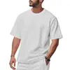 Camiseta Masculina de Verão Amazon Transfronteiriça com Xadrez Pesado, Ombro Caído, Gola Redonda, Simples, Casual, Esportiva, Manga Curta