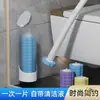 Escova de Banheiro Descartável para Banheiro Doméstico, Escova de Limpeza de Vaso Sanitário Montada na Parede com Cabeça de Escova Substituível