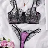 Conjunto de Sujetador Nuevo Sexy Transfronterizo Sujetador Cómodo Varillas de Pescado Color Contrastante Mangas Cortas Volantes Conjunto de Ropa Interior para Mujer Transpirable
